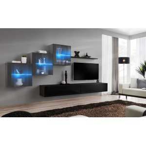 Ensemble meubles de salon SWITCH XX design, coloris noir et gris brillant.