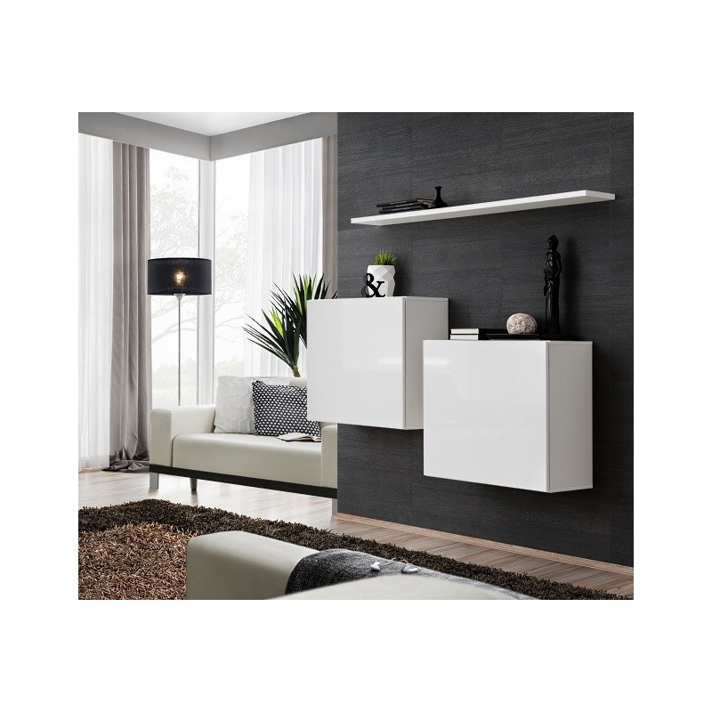Ensemble meubles de salon SWITCH SBI design, coloris blanc brillant.