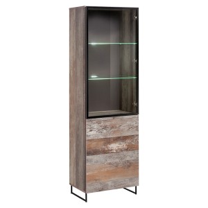 Vitrine petit modèle KAN + LED. Meuble déco type industriel, design pour votre salon.