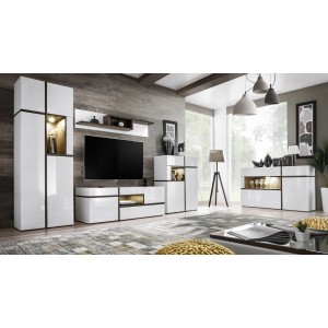 Vaisselier bas, bar CRISS + LED. Vitrine, argentier déco, moderne et design pour votre salon.