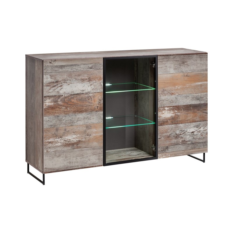 Buffet, bahut modèle KAN + LED. Meuble type industriel. Enfilade design pour votre salon ou salle à manger.