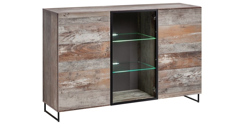 Buffet, bahut modèle KAN + LED. Meuble type industriel. Enfilade design pour votre salon ou salle à manger.