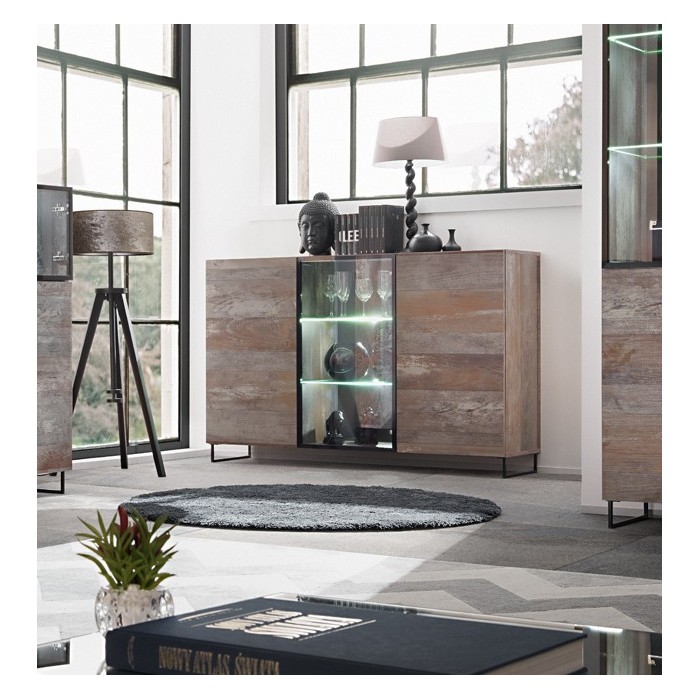 Buffet, bahut modèle KAN + LED. Meuble type industriel. Enfilade design pour votre salon ou salle à manger.