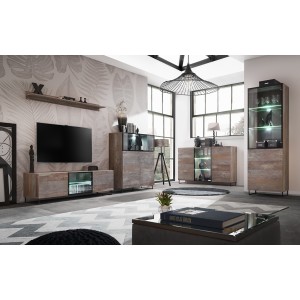 Buffet, bahut modèle KAN + LED. Meuble type industriel. Enfilade design pour votre salon ou salle à manger.