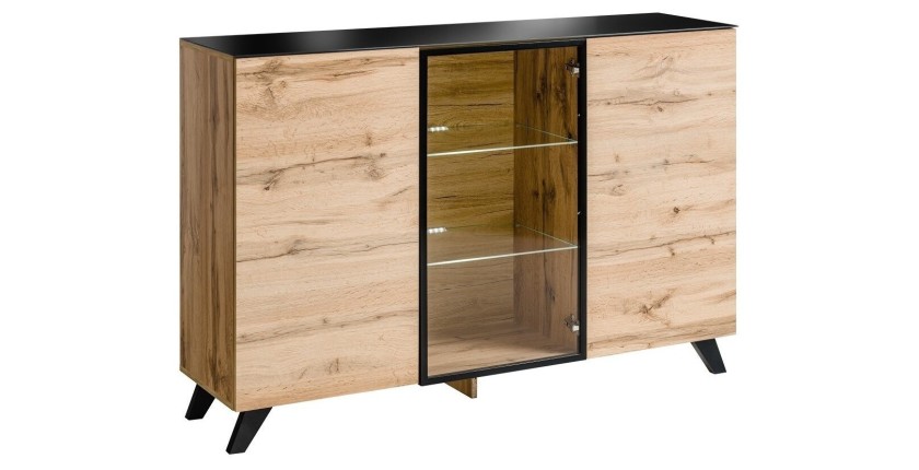 Buffet, bahut modèle TINO + LED. Meuble type scandinave. Enfilade design pour votre salon ou salle à manger.