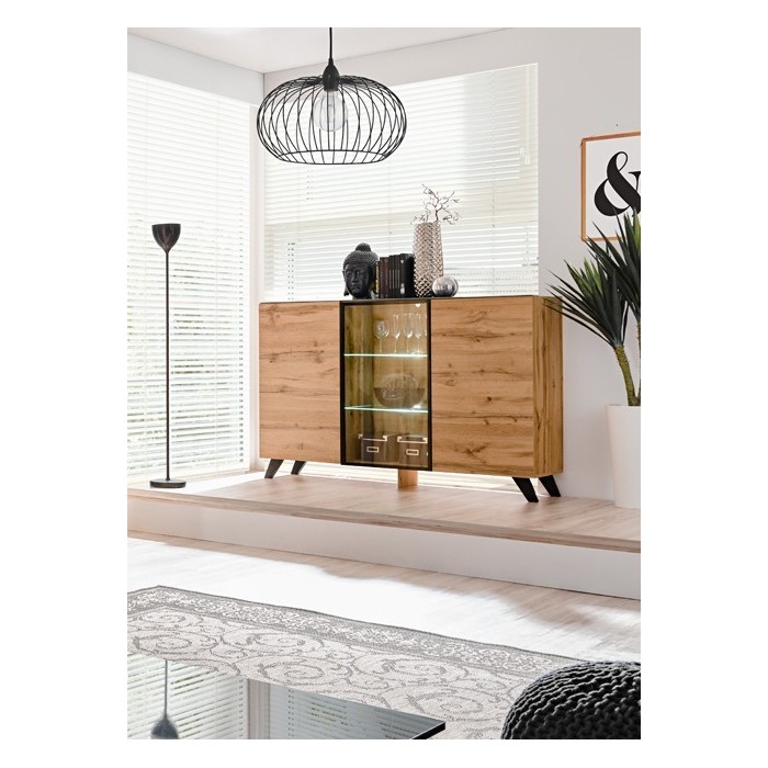 Buffet, bahut modèle TINO + LED. Meuble type scandinave. Enfilade design pour votre salon ou salle à manger.