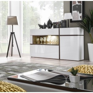 Buffet, bahut modèle CRISS + LED. Enfilade design et moderne pour votre salon ou salle à manger.