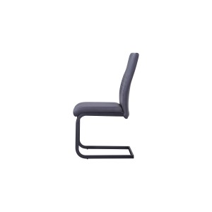 Chaise MORO design en métal et similicuir coloris gris (lot de 4)