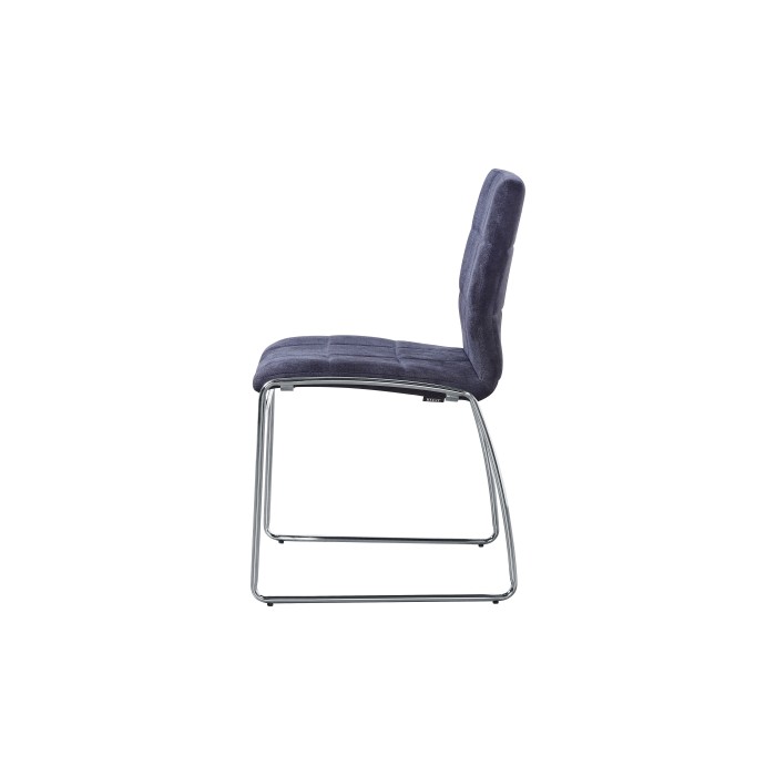 Chaise TOBI design en chrome et tissu coloris gris - Lot de 2