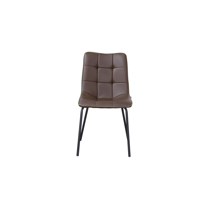 Chaise PAOLO design en acier et similicuir coloris marron (lot de 4)