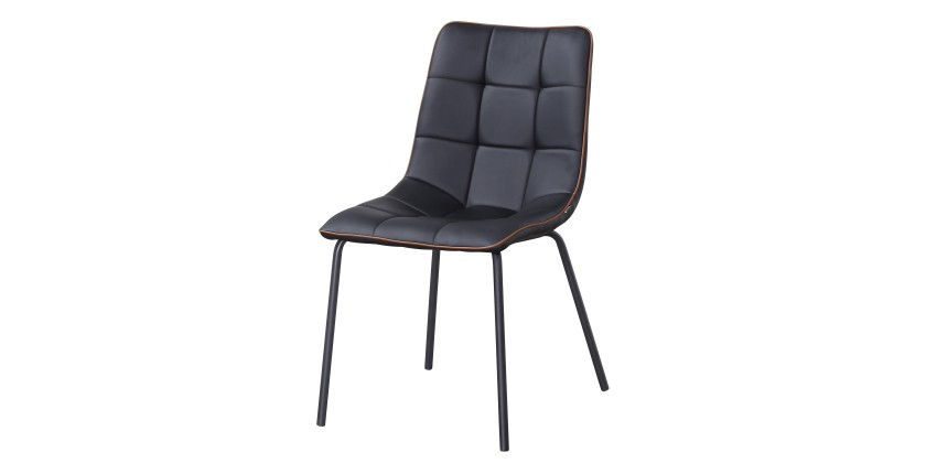 Chaise PAOLO design en acier et similicuir coloris noir(lot de 4)