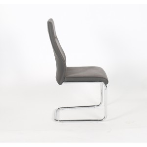 Chaise OLIVIER design en métal et tissu coloris gris - Lot de 4