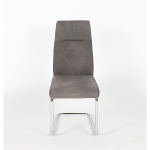 Chaise OLIVIER design en métal et tissu coloris gris - Lot de 4