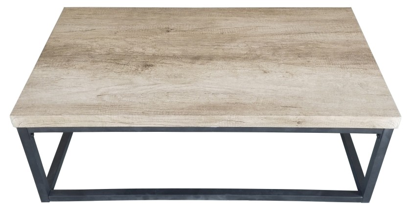 Table basse HAWAÏ plateau en bois clair, pieds en acier. Idéal pour votre salon.