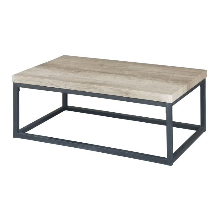Table basse HAWAÏ plateau en bois clair, pieds en acier. Idéal pour votre salon.