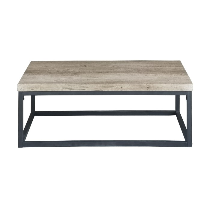 Table basse HAWAÏ plateau en bois clair, pieds en acier. Idéal pour votre salon.