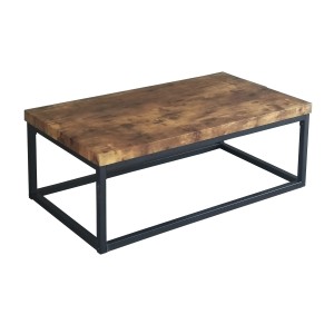 Table basse ARIZONA plateau en bois foncé, pieds en acier. Idéal pour votre salon.