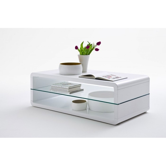 Table basse collection LEVIS. Meuble type CONTEMPORAIN coloris blanc. Effet tendance pour votre salon.