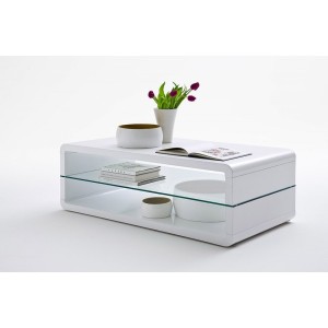 Table basse collection LEVIS. Meuble type CONTEMPORAIN coloris blanc. Effet tendance pour votre salon.