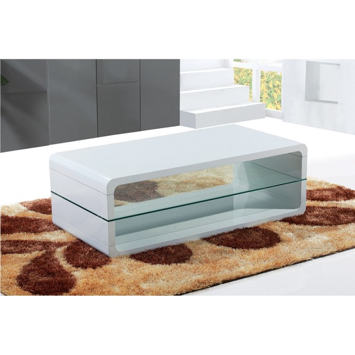 Table basse collection LEVIS. Meuble type CONTEMPORAIN coloris blanc. Effet tendance pour votre salon.