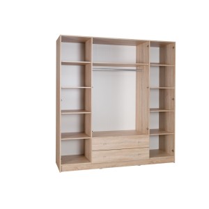 Armoire 4 portes de 2 mètres avec miroirs pour chambre à coucher MAXIM coloris dab sonoma.