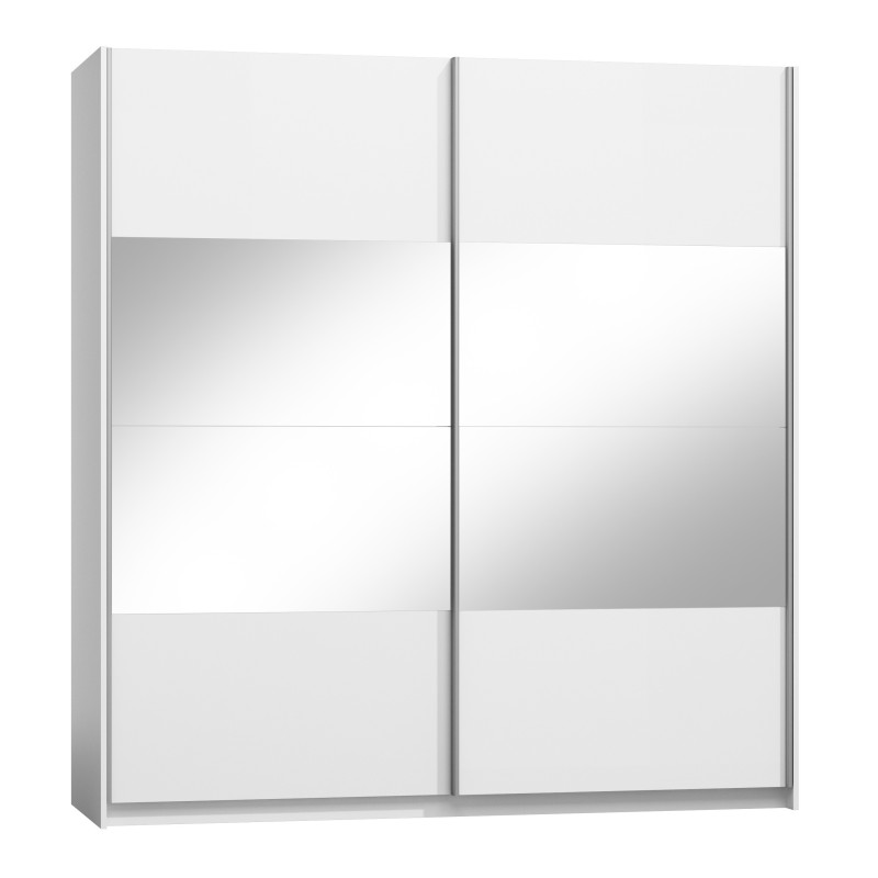Armoire design deux portes coulissantes VERONA. Miroirs inclus. Coloris blanc alpins, finitions brillants