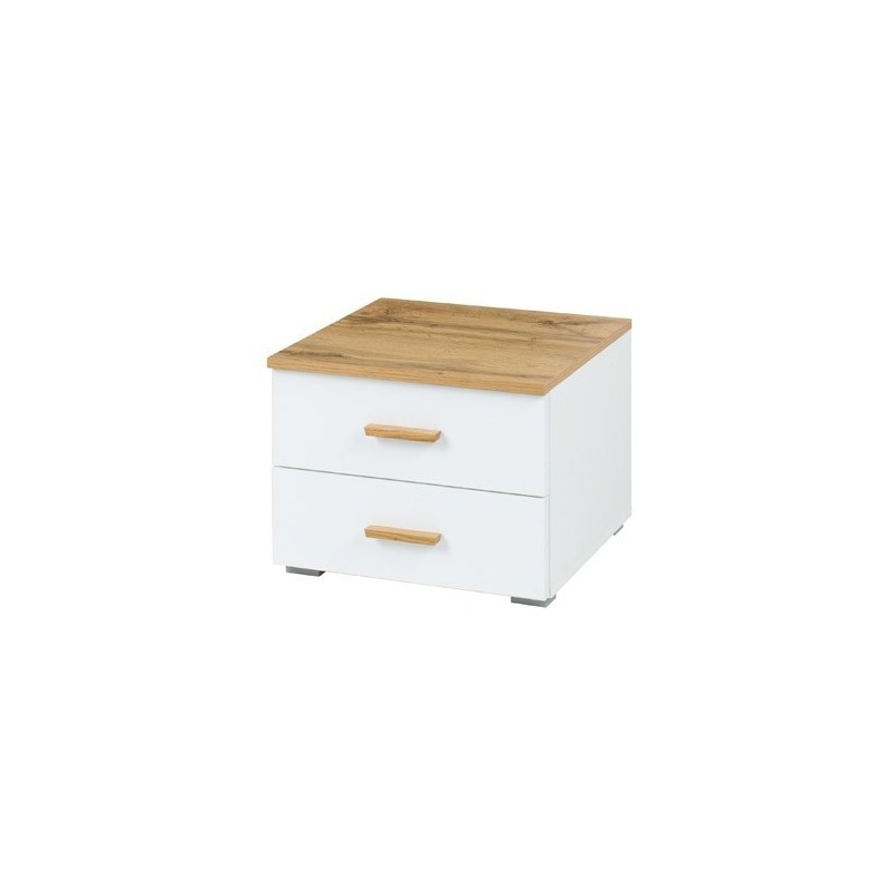 Lot de deux tables de chevet design pour votre chambre à coucher, collection WOOD. Coloris chêne et blanc alpin