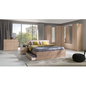 Commode chambre MAXIM. Coloris chêne clair. 2 portes et 2 tiroirs.