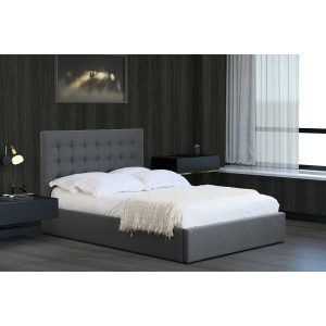 Lit design gris LUXAR 140cm deux places, avec sommier, pour une chambre adulte ou ado.