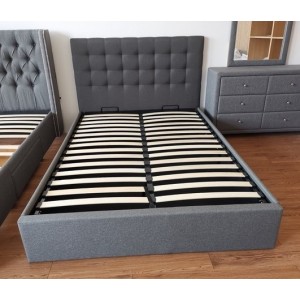 Lit design gris LUXAR 140cm deux places, avec sommier, pour une chambre adulte ou ado.