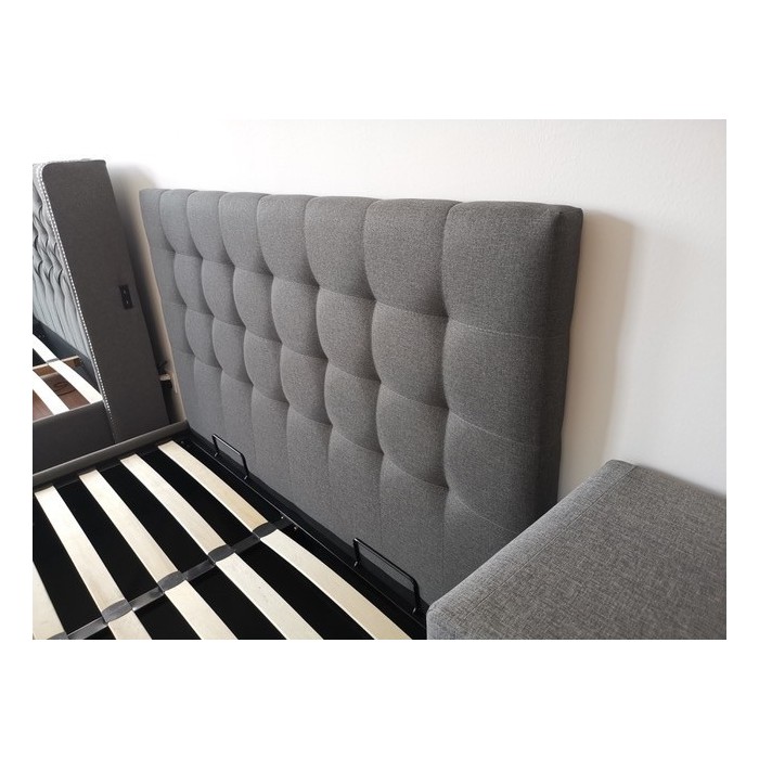 Lit design gris LUXAR 140cm deux places, avec sommier, pour une chambre adulte ou ado.