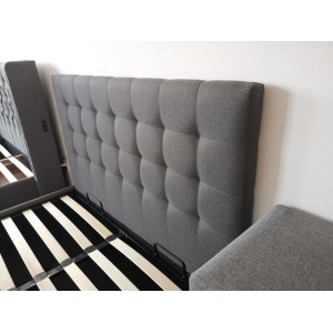 Lit design gris LUXAR 140cm deux places, avec sommier, pour une chambre adulte ou ado.