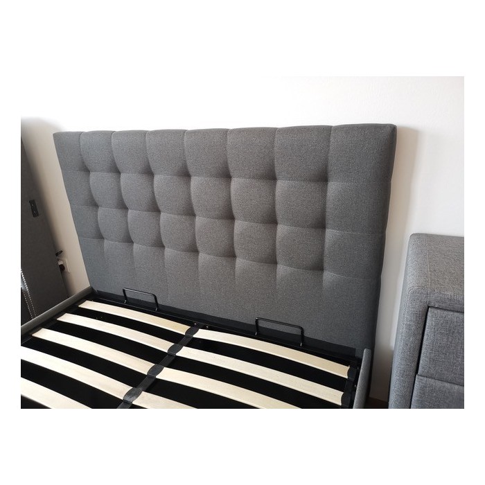 Lit design gris LUXAR 140cm deux places, avec sommier, pour une chambre adulte ou ado.