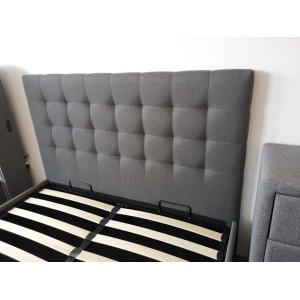 Lit design gris LUXAR 140cm deux places, avec sommier, pour une chambre adulte ou ado.