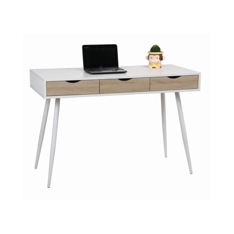 Bureau FLORIDA scandinave 3 tiroirs coloris blanc