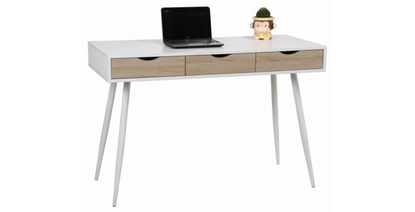 Bureau FLORIDA scandinave 3 tiroirs coloris blanc