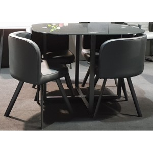 Ensemble CANNES table + 4 chaises noir. Idéal pour cuisine ou salle à manger.