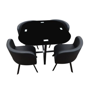 Ensemble CANNES table + 4 chaises noir. Idéal pour cuisine ou salle à manger.