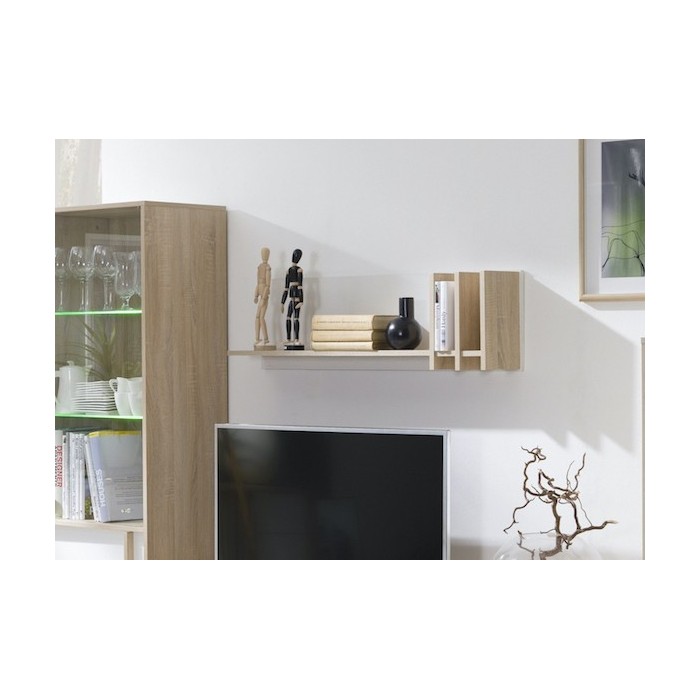 Etagère murale scandinave 100 cm MALMO. Idéale pour exposer vos objets déco. Coloris chêne clair\Blanc. Type scandinave.