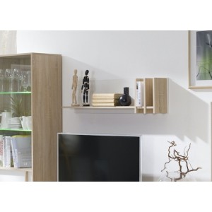 Etagère murale scandinave 100 cm MALMO. Idéale pour exposer vos objets déco. Coloris chêne clair\Blanc. Type scandinave.