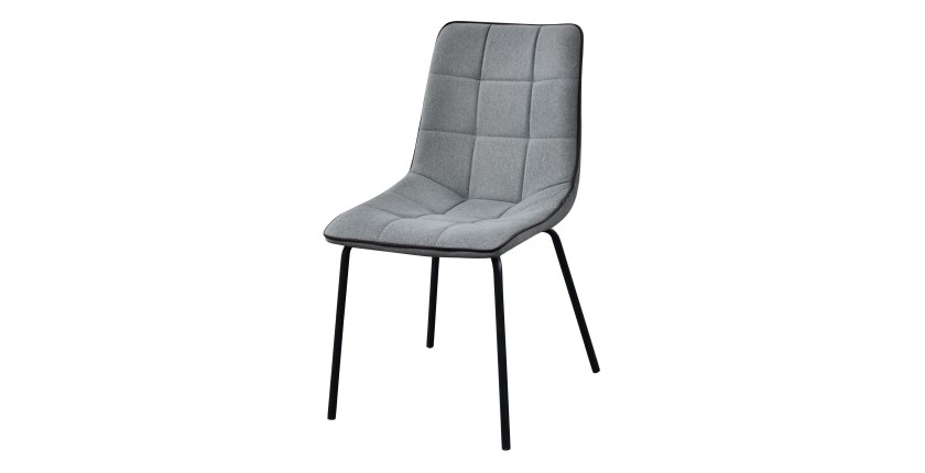 Chaise LUCCA design en acier et tissu coloris gris - Lot de 4