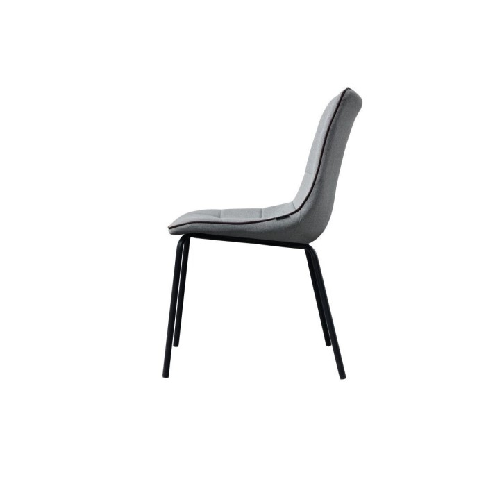 Chaise LUCCA design en acier et tissu coloris gris - Lot de 4