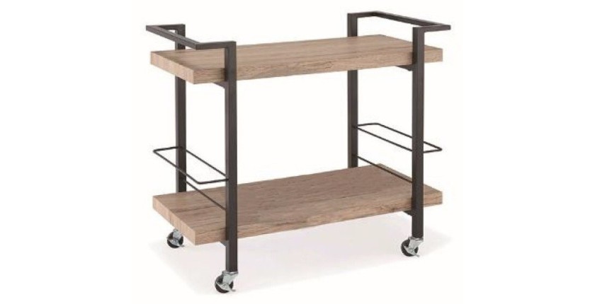 Désserte, meuble de rangement design pour cuisine ou salle à manger TROLLEY. Coloris bois et noir