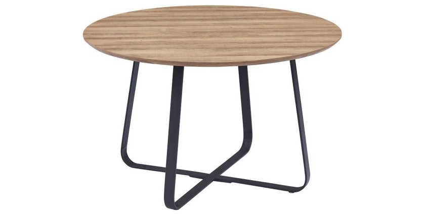 Table à manger ronde NOVES, ø120cm - brun/noir - Style Moderne