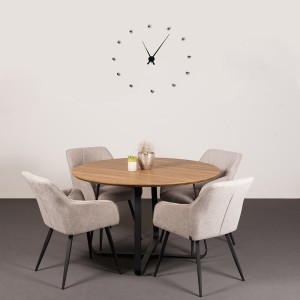 Table à manger ronde NOVES, ø120cm - brun/noir - Style Moderne