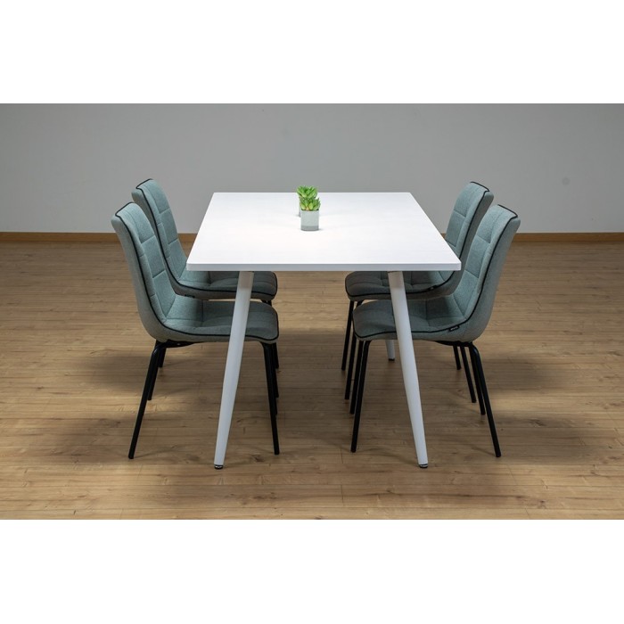 Table 160 x 90 Collection RENNES pieds métal et plateau blanc. Table design.