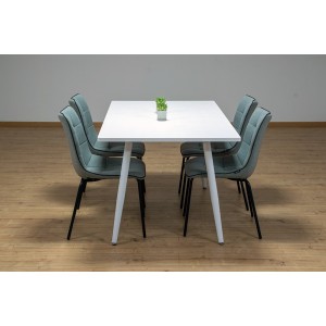 Table 160 x 90 Collection RENNES pieds métal et plateau blanc. Table design.