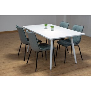 Table 160 x 90 Collection RENNES pieds métal et plateau blanc. Table design.