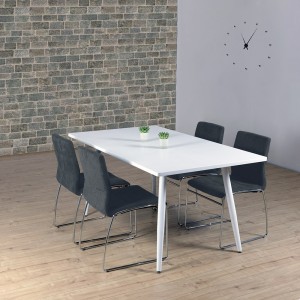 Table 160 x 90 Collection RENNES pieds métal et plateau blanc. Table design.
