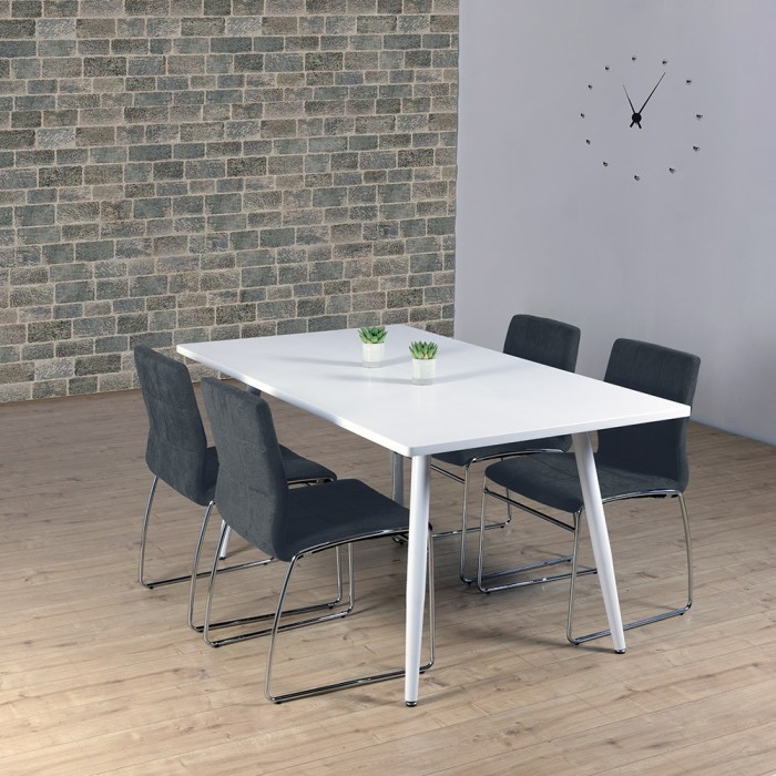 Table 200 x 100 Collection RENNES pieds métal et plateau blanc. Table design.